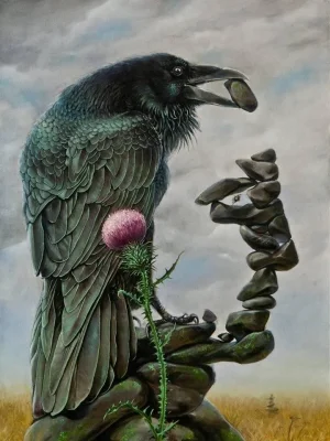 crow raven stacking stones.webp
